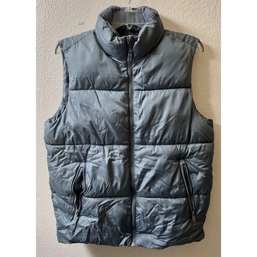 OLD NAVY WARM VEST COLOR GRAY NYLON/POLY PUFFER ZIP UP SIZE S/P/CH EUC